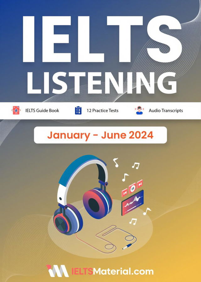Create a vibrant and modern poster for an IELTS Listening course