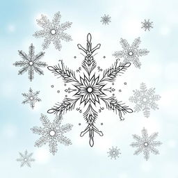 Intricate and detailed zentangle-style snowflakes featuring a variety of unique patterns and designs