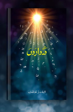 A book cover design for a dark bright Urdu poetry book titled 'سروشِ غیب'