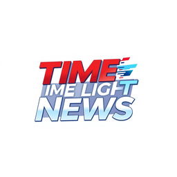 A modernized version of the 'Time Light News' logo, featuring bold and contemporary typography, vibrant color palette with red and blue accents, a sleek design that embodies the essence of journalism and news reporting