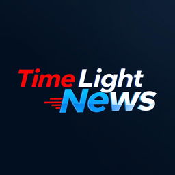 A modernized version of the 'Time Light News' logo, featuring bold and contemporary typography, vibrant color palette with red and blue accents, a sleek design that embodies the essence of journalism and news reporting