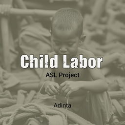 A cover page design for an ASL project on child labor, created by Aditya, a 12th-grade student