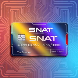 A futuristic membership card design for a fictional organization called SNAT VALUED MEMBERS [VMS]™