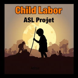 A creative and impactful cover design for an ASL project focused on child labor, created by Aditya, a 12th-grade student