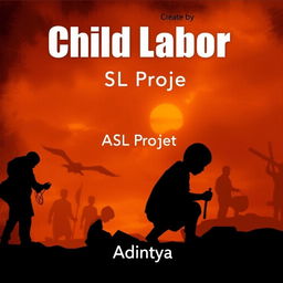 A creative and impactful cover design for an ASL project focused on child labor, created by Aditya, a 12th-grade student