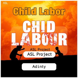 A creative and impactful cover design for an ASL project focused on child labor, created by Aditya, a 12th-grade student