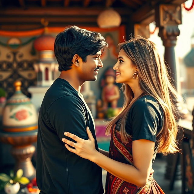 A handsome Indian boy trying to impress a beautiful Russian girl