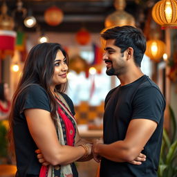 A handsome Indian boy trying to impress a beautiful Russian girl