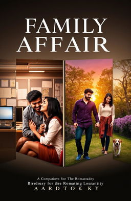 A dramatic book cover for 'FAMILY AFFAIR' featuring two romantic storylines intertwined