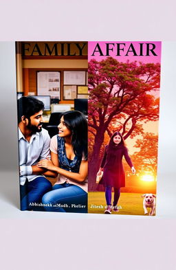 A dramatic book cover for 'FAMILY AFFAIR' featuring two romantic storylines intertwined