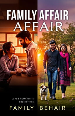 A dramatic book cover for 'FAMILY AFFAIR' featuring two romantic storylines intertwined
