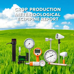 A visually striking cover page design for a crop production meteorological equipment report
