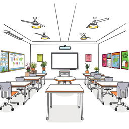 A sketch of a comfortable and inviting classroom designed to enhance the learning experience