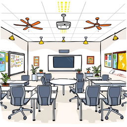A sketch of a comfortable and inviting classroom designed to enhance the learning experience