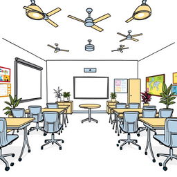 A sketch of a comfortable and inviting classroom designed to enhance the learning experience