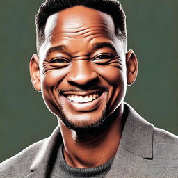 A high-quality digital art portrait of Will Smith