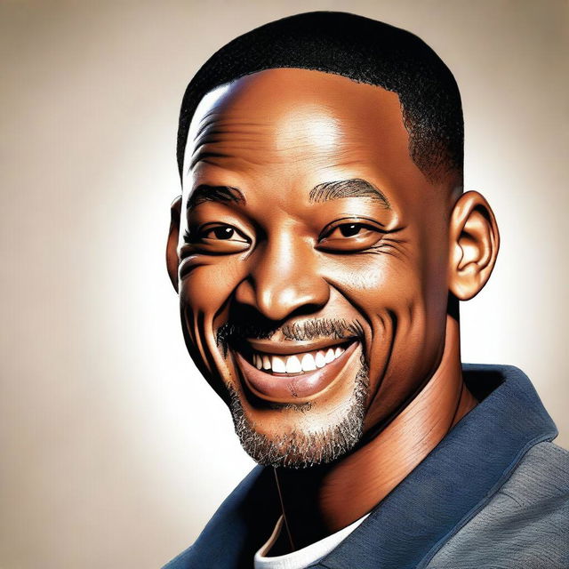 A high-quality digital art portrait of Will Smith