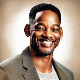 A high-quality digital art portrait of Will Smith