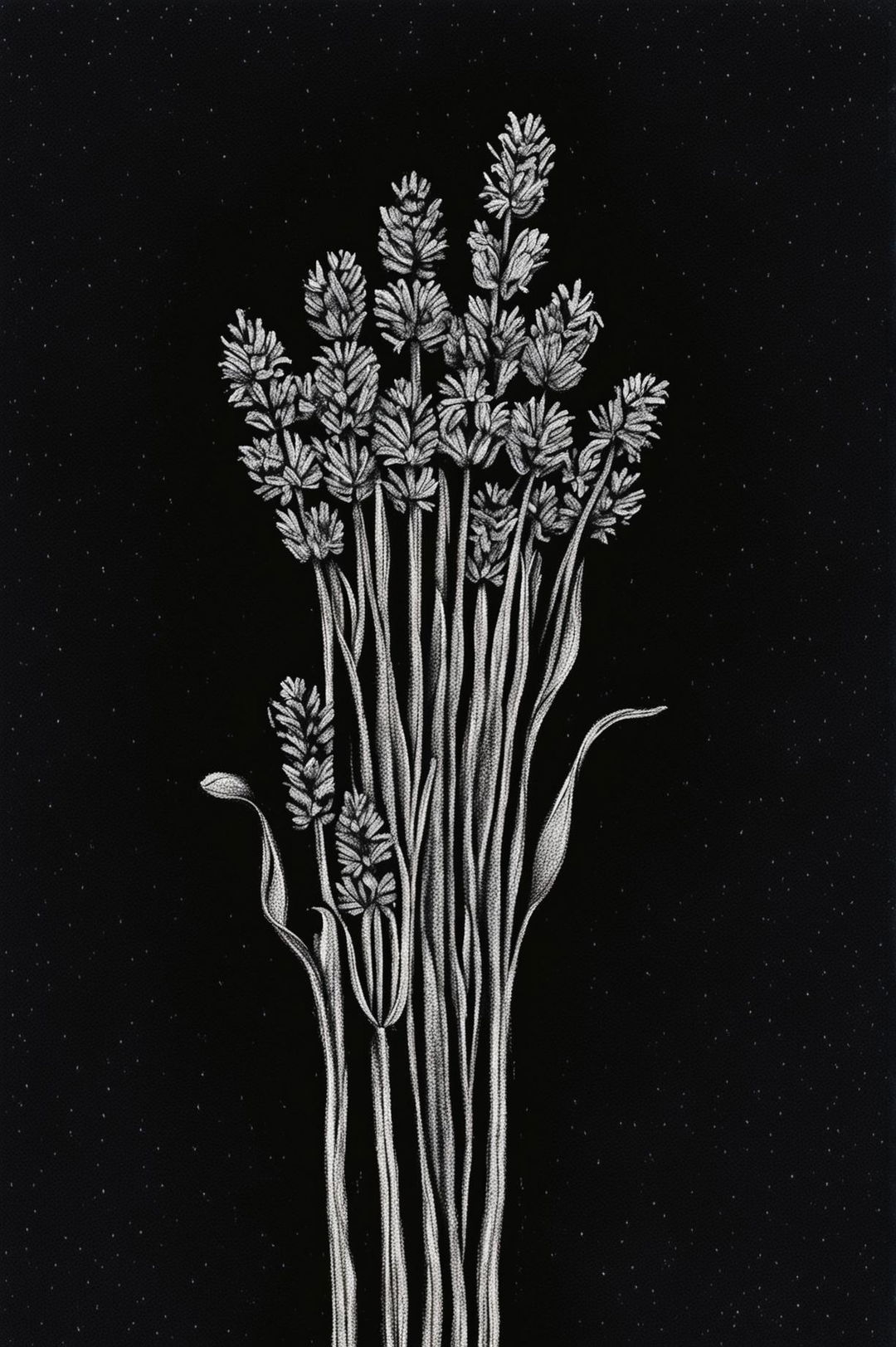 A simple yet beautiful charcoal drawing of a lavender plant