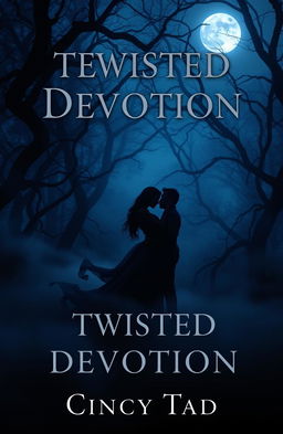 A hauntingly beautiful cover for a dark romance novel titled 'TWISTED DEVOTION' by Cindy Tad