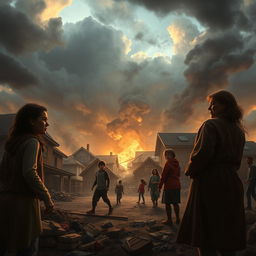A heart-wrenching scene depicting families losing everything in an instant