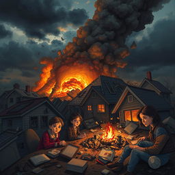 A heart-wrenching scene depicting families losing everything in an instant