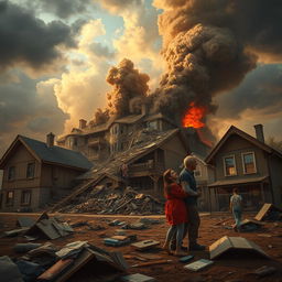 A heart-wrenching scene depicting families losing everything in an instant