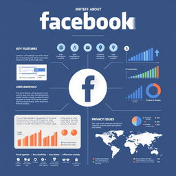 Create an intricate and visually appealing infographic showcasing detailed information about Facebook