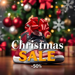 An eye-catching advertisement for Jordan shoes featuring a festive Christmas theme