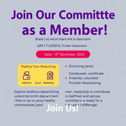 Join Our Committee as a Member! Date: 13th December, 2024