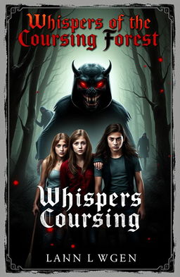 A thrilling horror eBook cover titled 'Whispers of the Coursing Forest'