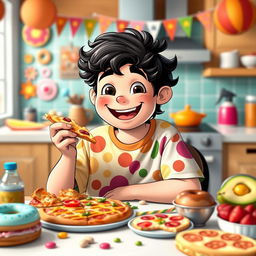A character named Bryan, a cheerful 13-year-old boy resembling the popular YouTuber Nikocado Avocado, depicted as chubby and full of energy