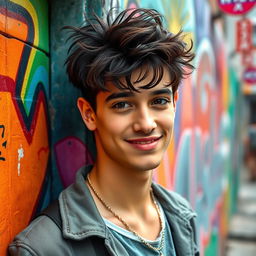 A charming and stylish young man exuding confidence and charisma