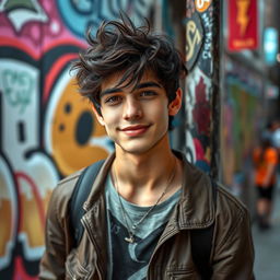 A charming and stylish young man exuding confidence and charisma