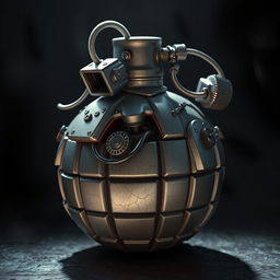 A detailed, artistically rendered image of a bomb, showcasing intricate mechanisms and designs