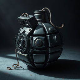 A detailed, artistically rendered image of a bomb, showcasing intricate mechanisms and designs