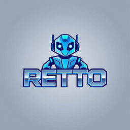 A modern and sleek logo design featuring a stylized robot with an angular and futuristic appearance, incorporating the name 'RETTO' in bold, 3D letters