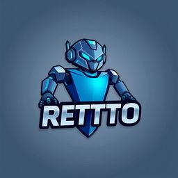 A modern and sleek logo design featuring a stylized robot with an angular and futuristic appearance, incorporating the name 'RETTO' in bold, 3D letters