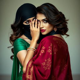 A captivating and sensual scene featuring two stunning women