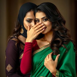 A captivating and sensual scene featuring two stunning women