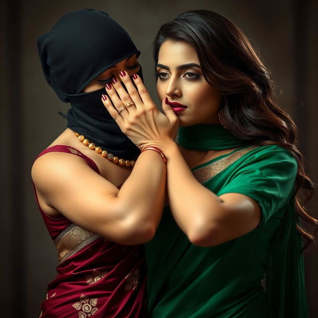 A captivating and sensual scene featuring two stunning women