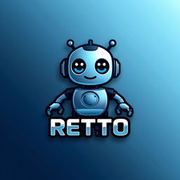 A sleek, modern logo design featuring a stylized robot named "RETTO"
