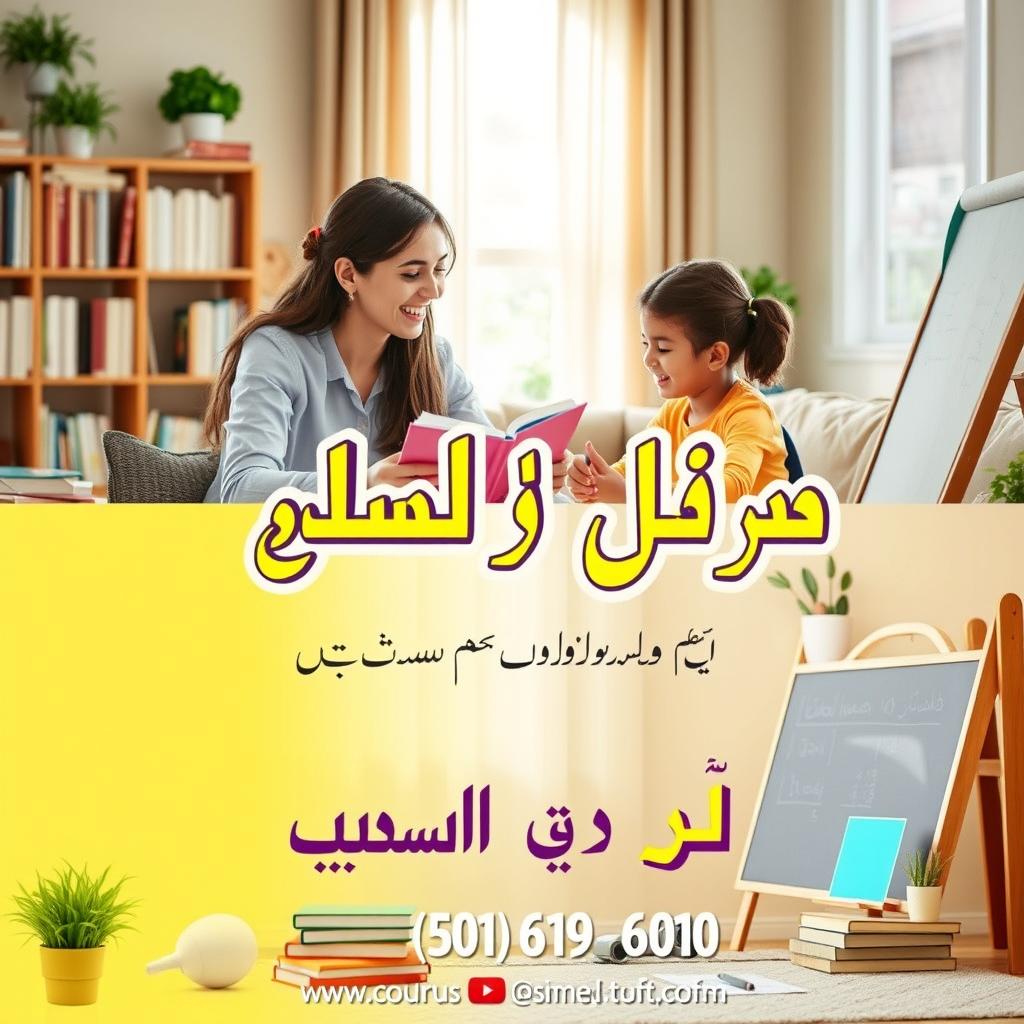 A visually appealing poster advertising home tuition services, featuring bold and attractive Urdu text that reads 'ہوم ٹیوٹوریل سروسز'