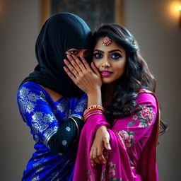 A visually captivating and intense scene featuring two sexy Indian women
