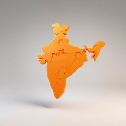 A vibrant 3D representation of the map of India, prominently featuring an orange color scheme