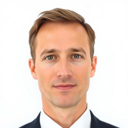 A portrait of a adult man against a plain white background, with clear facial features and neutral expression