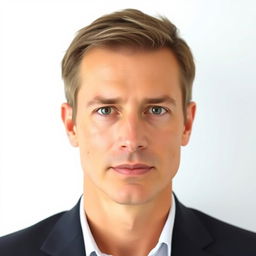 A portrait of a adult man against a plain white background, with clear facial features and neutral expression