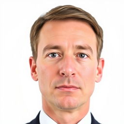 A portrait of a adult man against a plain white background, with clear facial features and neutral expression