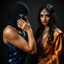 An intense and captivating scene featuring two sexy Indian women