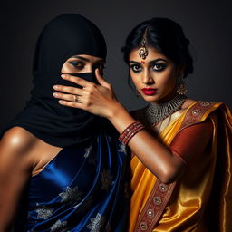 An intense and captivating scene featuring two sexy Indian women